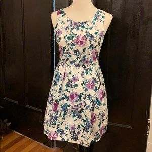 Purple floral A-line mini dress